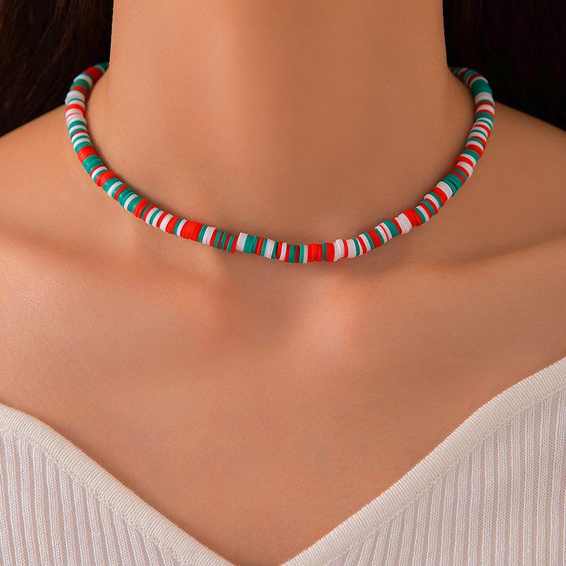 Bohemian necklace, blue resin single-layer necklace, ethnic style geometric collarbone chain