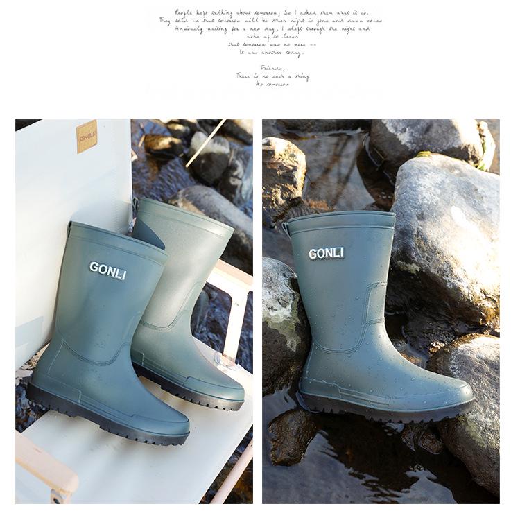 Men's Waterproof Rain Boots: Warm, Non-Slip, High-Top with Elastic Cuff, Ideal for Kitchen, Car Wash, and Fishing.