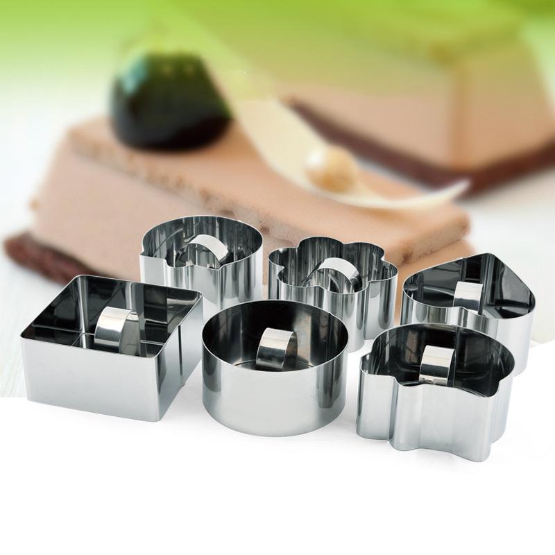 Stainless Steel Mousse Ring Cake Mold Round Flower Square Shape Cutting Die Biscuit Dessert Mold Pastry Cutter Baking Mould 2021