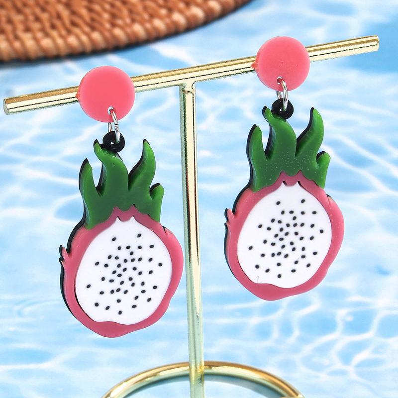 Fruit Earrings Strawberry Pitaya Fruit Earrings Sparkling Acrylic Earrings Decorative Gift Earring Party Jewelry Gif