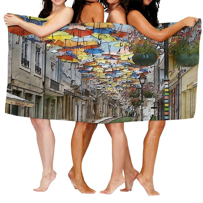 Home bath towels for the body towels bathroom quick drying microfiber beach towel Oil painting style man large sports towel
