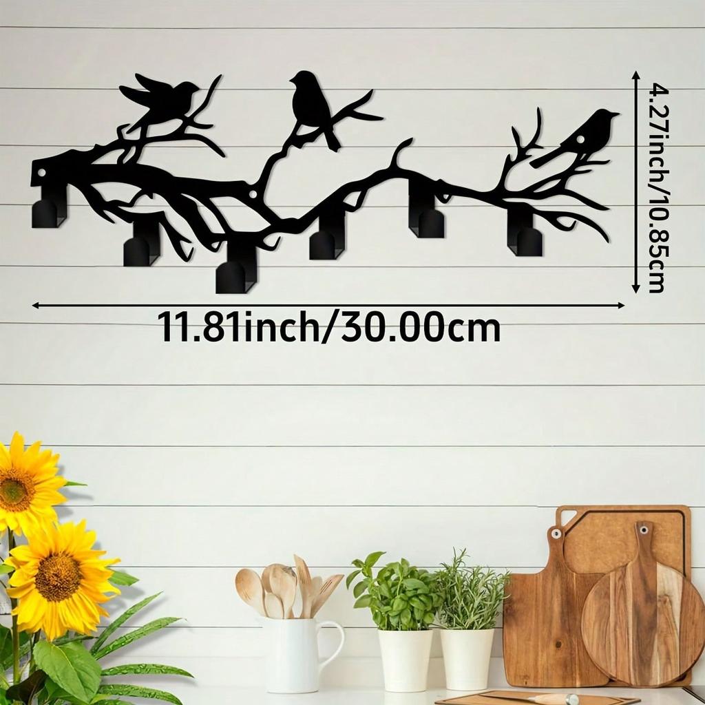 Bohemian Černé kovové háčky na ptáčky Odolné Rustikální nástěnné dekorace