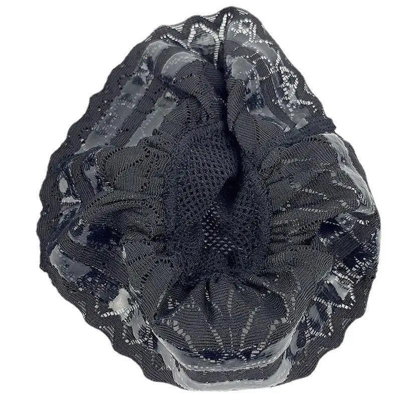 Plus Size Women's Lace Top Mesh Thigh High Sheer Stockings Anti Skid Silicone Fishnet Long Socks Over Knee Stocking Sexy Pantyhose