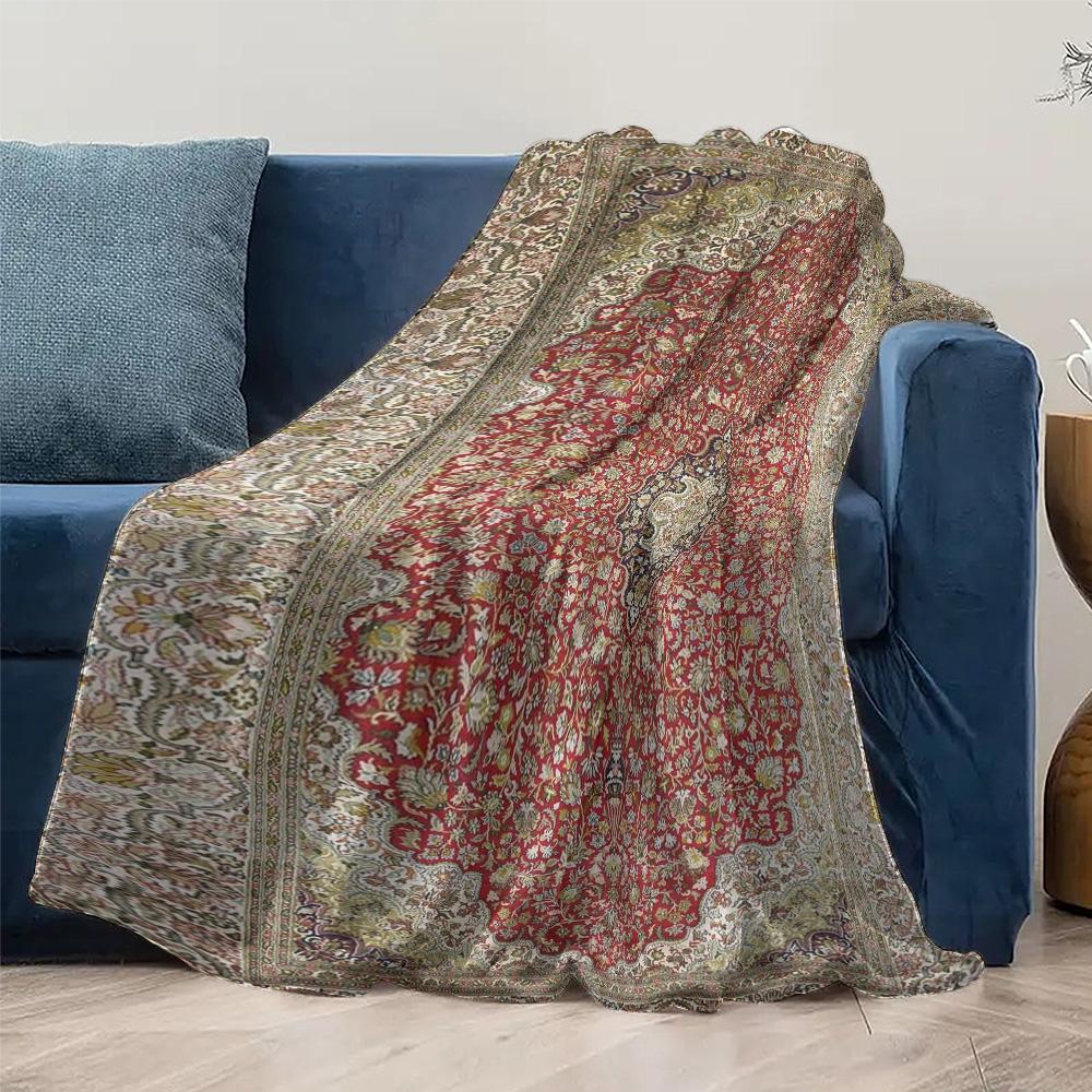 Luxurious Persian Style Embroidered Throw Blanket Vintage Decorative Bed Cover Silk Tapestry Home Decor Wall Hanging