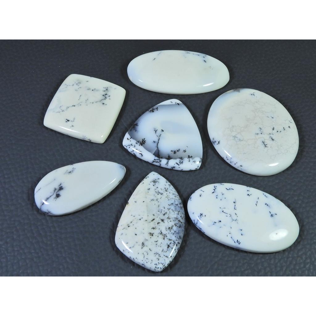 260Cts. Natural Dendrite Opal Agate Mix Cabochon Loose Gemstone 07 Pcs Lot C-1322