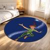 Round Rug Peter Pan Flying Tinker Bell Pixie Dust Starry Trail Navy Blue Classic Cartoon Decor