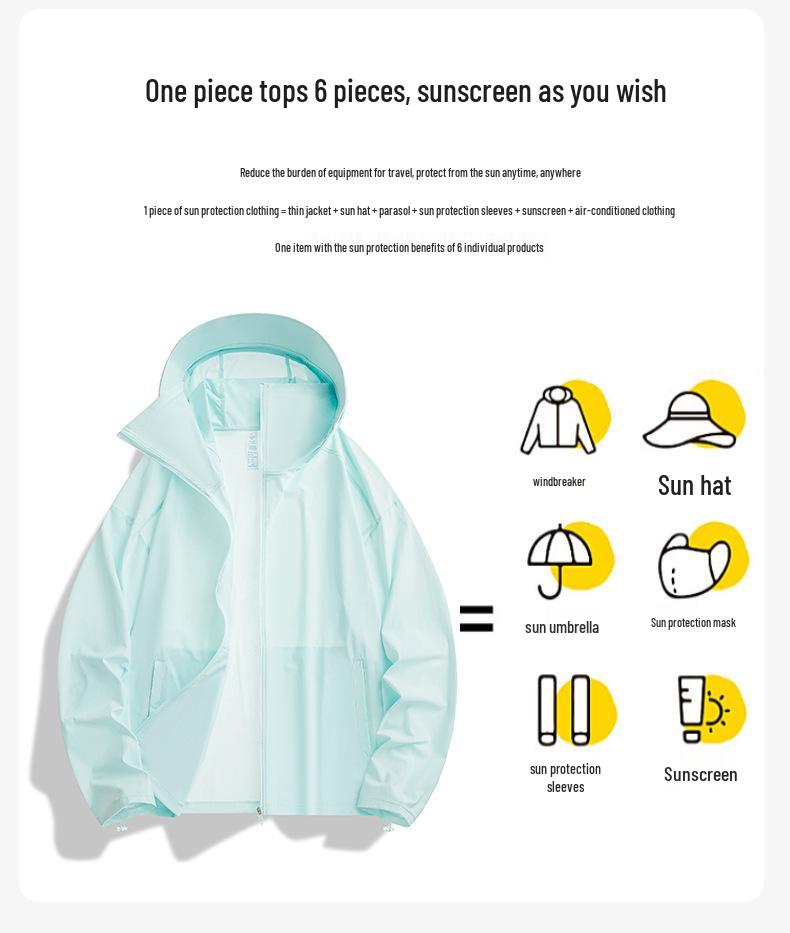 Jaqueta de Nylon com Capuz Leve Unissex 2026: Roupa de Verão Respirável e com Proteção UV