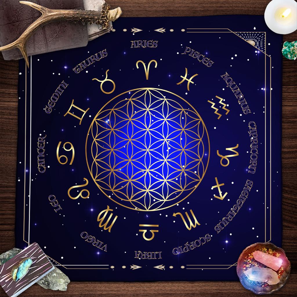 Tarot Tischdecke Mandala Blume des Lebens Altar Tuch Für Divination Meditation Kreis Galaxie Tarot Matte Spirituelle Orakel Karten Pad