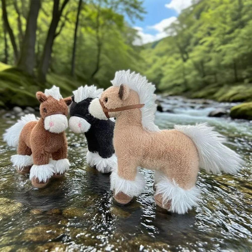 Fluffy Realistic Horse Plush Toys Soft Horse Mascot Stuffed Animal Festive Decor
