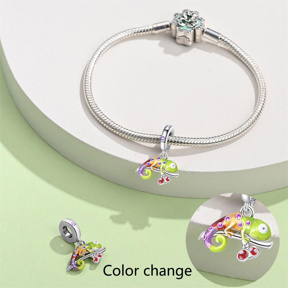 New 100% Copper Flower Chameleon Change Color Charms Beads Fit Pandachbracelets Diy Jewelry New Year'S Gift
