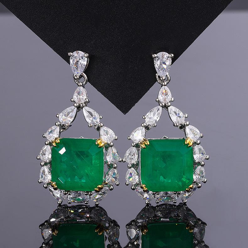 Серьги Paraiba Ruby Европейские и американские высококачественные модные женские модели изумрудный