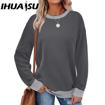 Women's Fashion Casual Solid Color Print Long Sleeve O Neck Blouses & Shirts