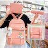 New schoolbag backpack women's Korean version canvas large capacity five-piece set middle school student backpack student schoolbag women