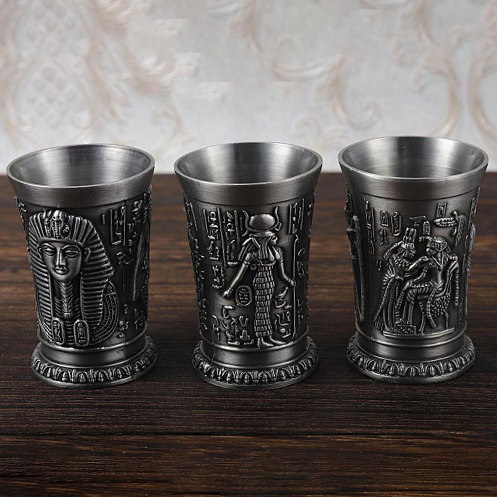 Creative Metal Wine Shot Glass Retro Egyptian Design Drinkware for Banquet Reception Wedding Party