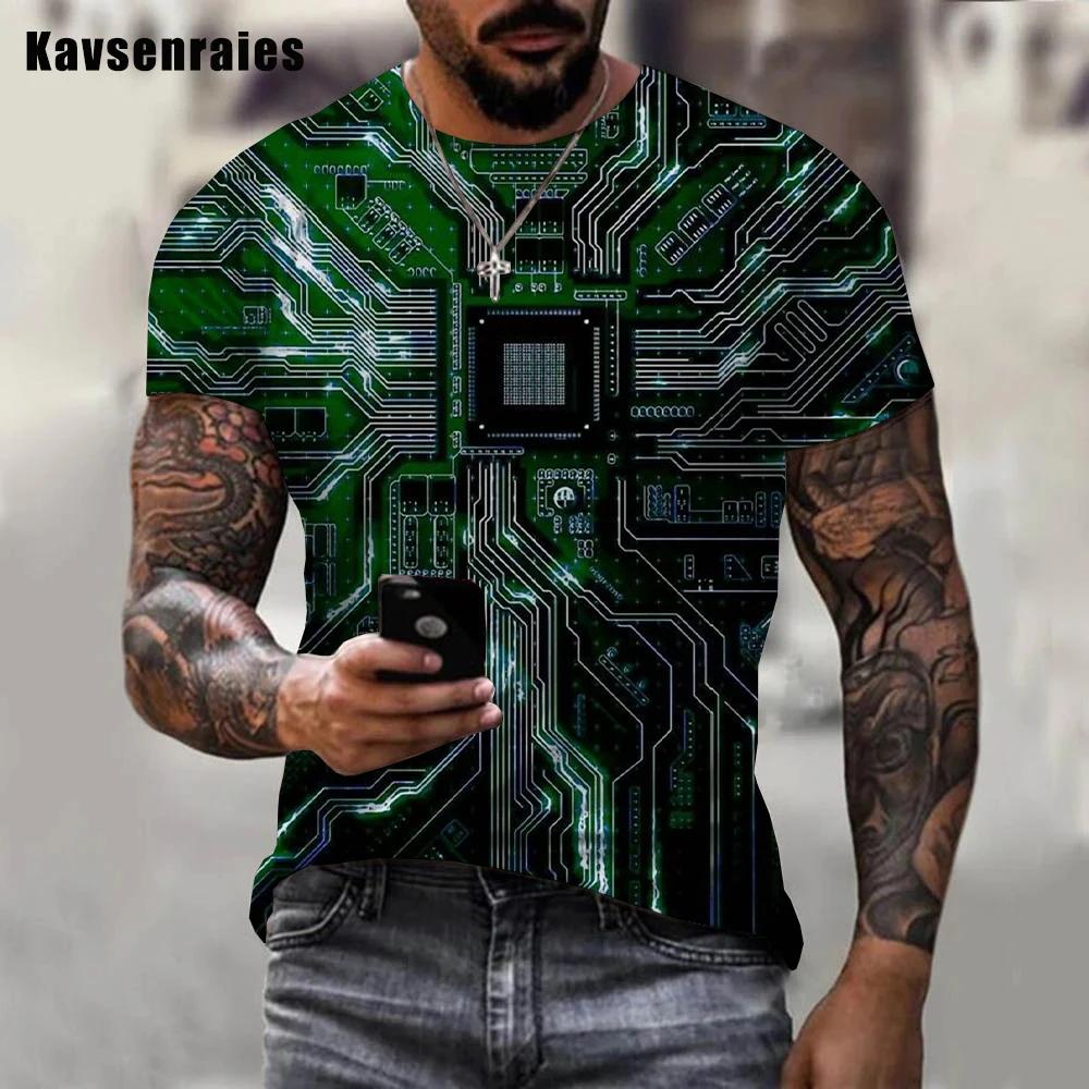 

2023 Newest Circuit Board Pattern 3D Printed Men s T-shirt Creative Casual Electronic Chip Short Sleeve Harajuku Street Tops XXS