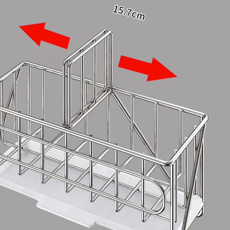 Organizzatore Caddy per Lavello da Appoggio Porta Spugna Spazzola Sapone con Vaschetta di Drenaggio Acciaio Inossidabile per Cucina