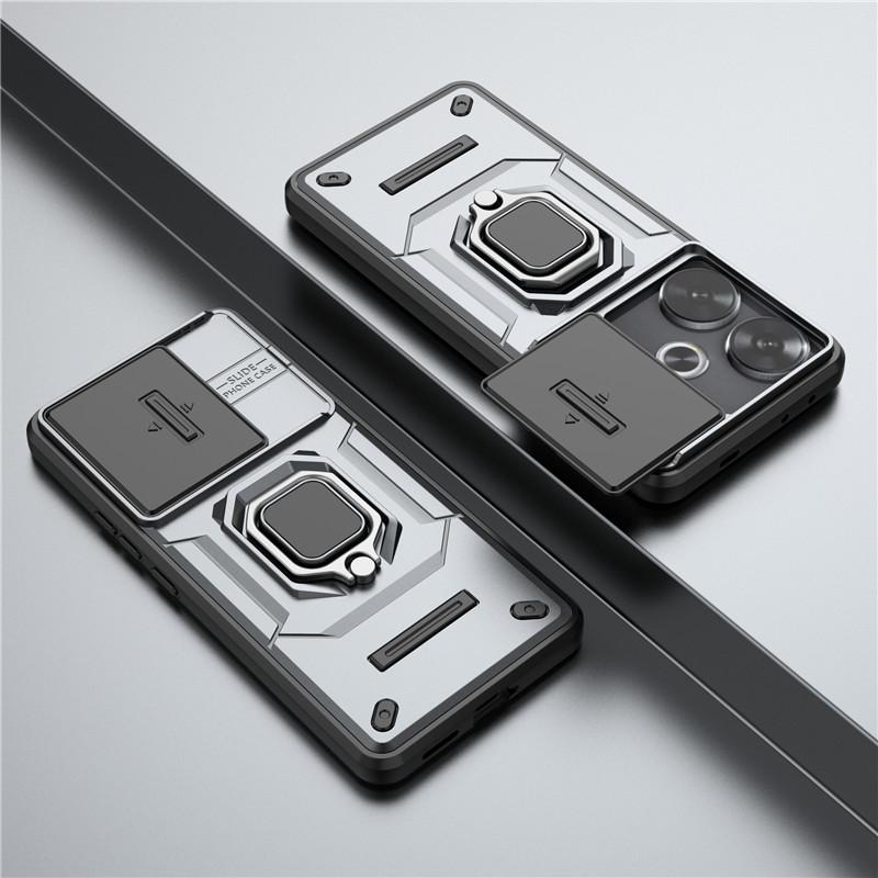 

Для POCO F6 5G Чехол для Xiaomi POCO F6 Чехол 6,67 дюйма Объектив Раздвижное Окно Защитная Броня Ударопрочный Держатель Магнитный Бампер For POCO F6 серый