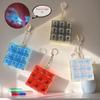 4/9 Keys LED Keyboard Keychain Fidget Toys Crystal Clicker Sensory Toy for Stress Relief Keyboard Keychain Fidget Gadget