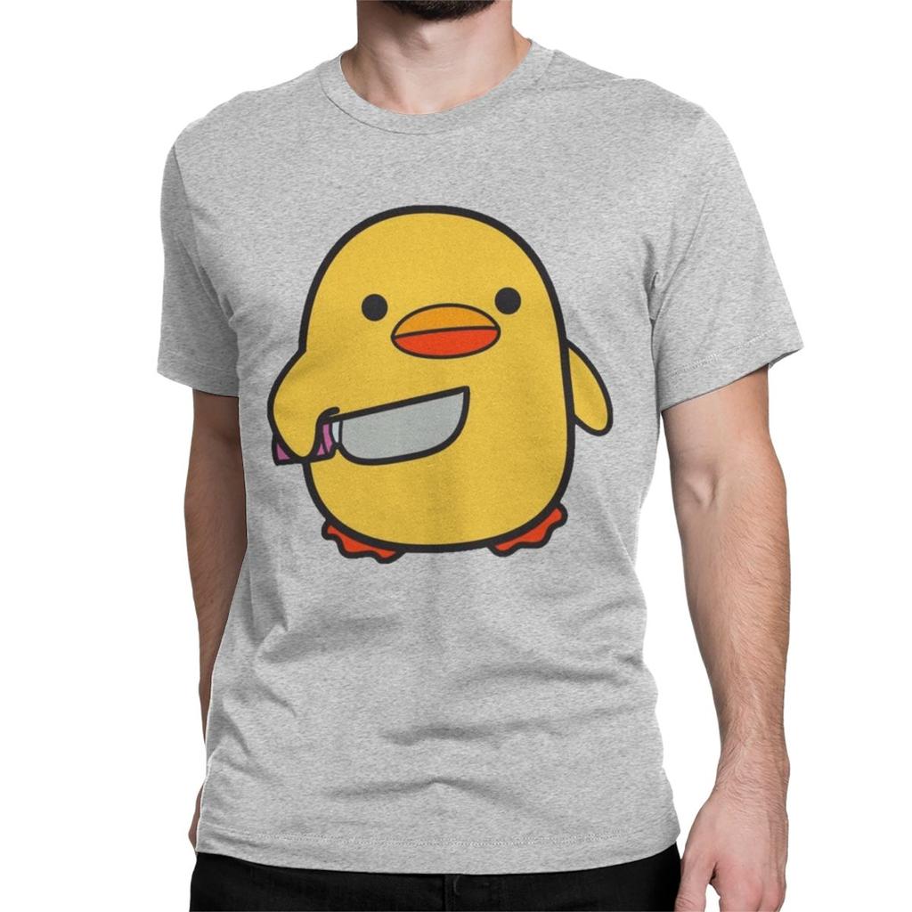 Lustige Ente mit Messer T-Shirts für Unisex Damen Neuheit Baumwoll-T-Shirt O-Ausschnitt Kurzarm T-Shirts Geschenk Kleidung Unisex