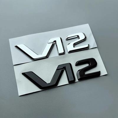 Płaskie Litery ABS V12 Emblemat Samochodowy Bagażnik Błotnik Tabliczka z Nazwą Naklejka Logo dla mercedes benz S400 S500 S600 Chrom Połysk Czarny