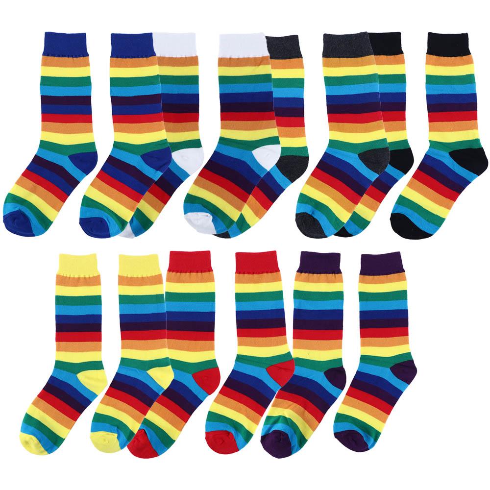 

Elasticity Casual Girls Harajuku Fashion Women Rainbow Socks Long Socks Cotton Striped
