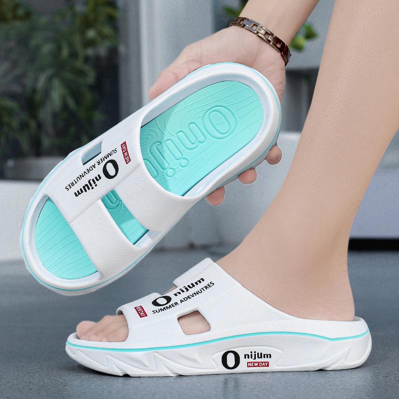 Slippers men's 2025 summer new men's non-slip thick bottom heightening home soft bottom comfortable couple fashion one-word drag