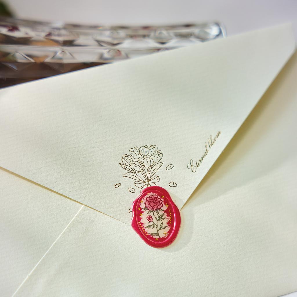 1pc Rose Garden Flat Stickers, Wax Seal Effect Decals, 3D Envelope Sealing Journal Supplies