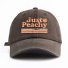 1pc JUST PEACHY Print Washed Baseball Cap for Adults,Minimalist Retro Style Casual Soft Adjustable Dad Hat, Perfect As Gift