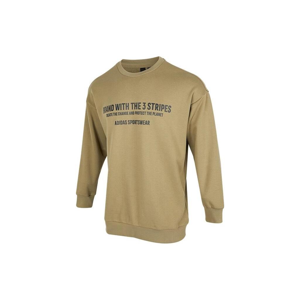Men s adidas Alphabet Printing Pattern Pullover Round Neck Long Sleeves Green HZ7019 XL