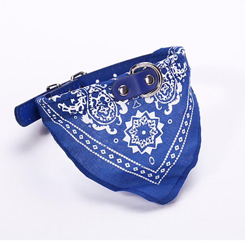 Adjustable PU Triangular Bandage Cat Dog Collar with Scarf Printed  for Small Medium Dogs Chihuahua Puppy Pet Neckerchief