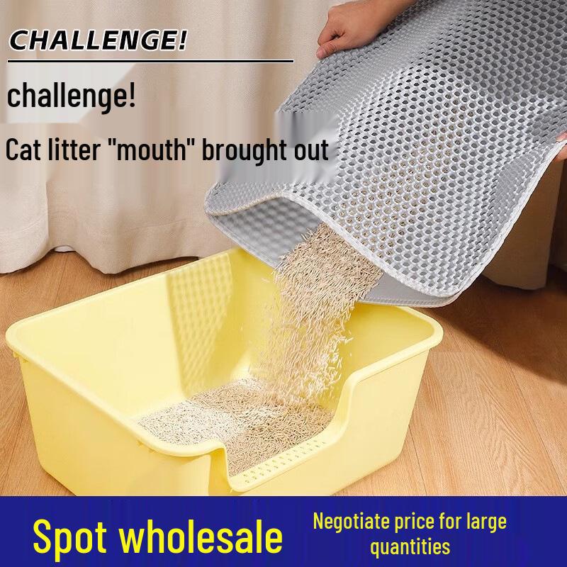 Dual-Layer EVA Cat Litter Mat - Anti-Scatter, Washable, Large Size for Effective Sand Control