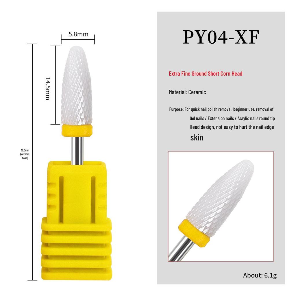 Ceramic Nail Grinding Head - Corn Bullet Rocket Shape for Electric Nail Grinder
