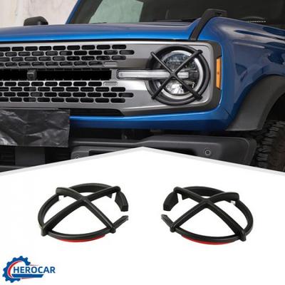 Black Front Headlight Lamp Guard Cover Trim Decor Protective For Ford Bronco 21+