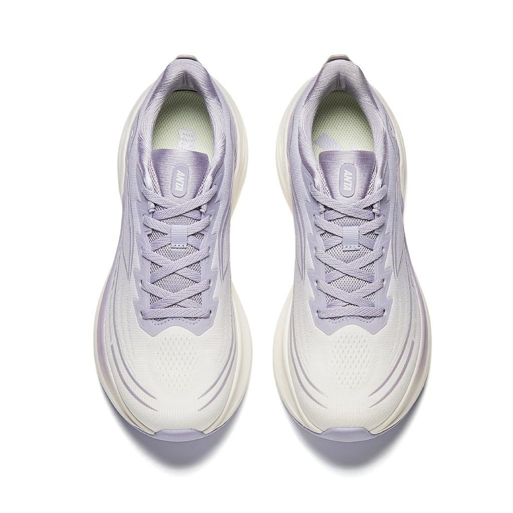 Anta Leaf 6 Comfortable Fashion Versatile Fabric Low-Top Running Shoes Women Sneaker Ivory-White Light-Purple-Gray 922545524-3