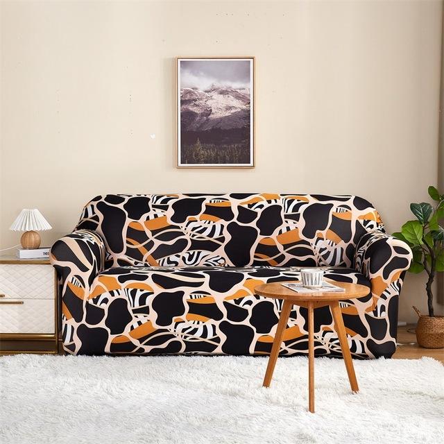 Elastischer, vollständig umwickelter Sofabezug aus Milchseide mit Aufdruck, universeller Couchbezug, Sofa-Schonbezüge, rutschfeste Bezüge für das Wohnzimmer
