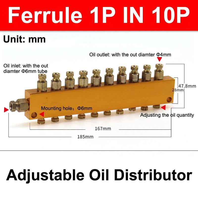 Aluminum 2/3/4/5/6/7/8/10/11/12 Way Adjust Lube Oil Piston Distributor Value Manifold Block 6mm Inlet 4mm Outlet for Lubrication
