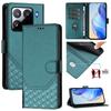 For Xiaomi 15 Pro Case Imprinted Honeycomb RFID Blocking Leather Phone Cover with Strap