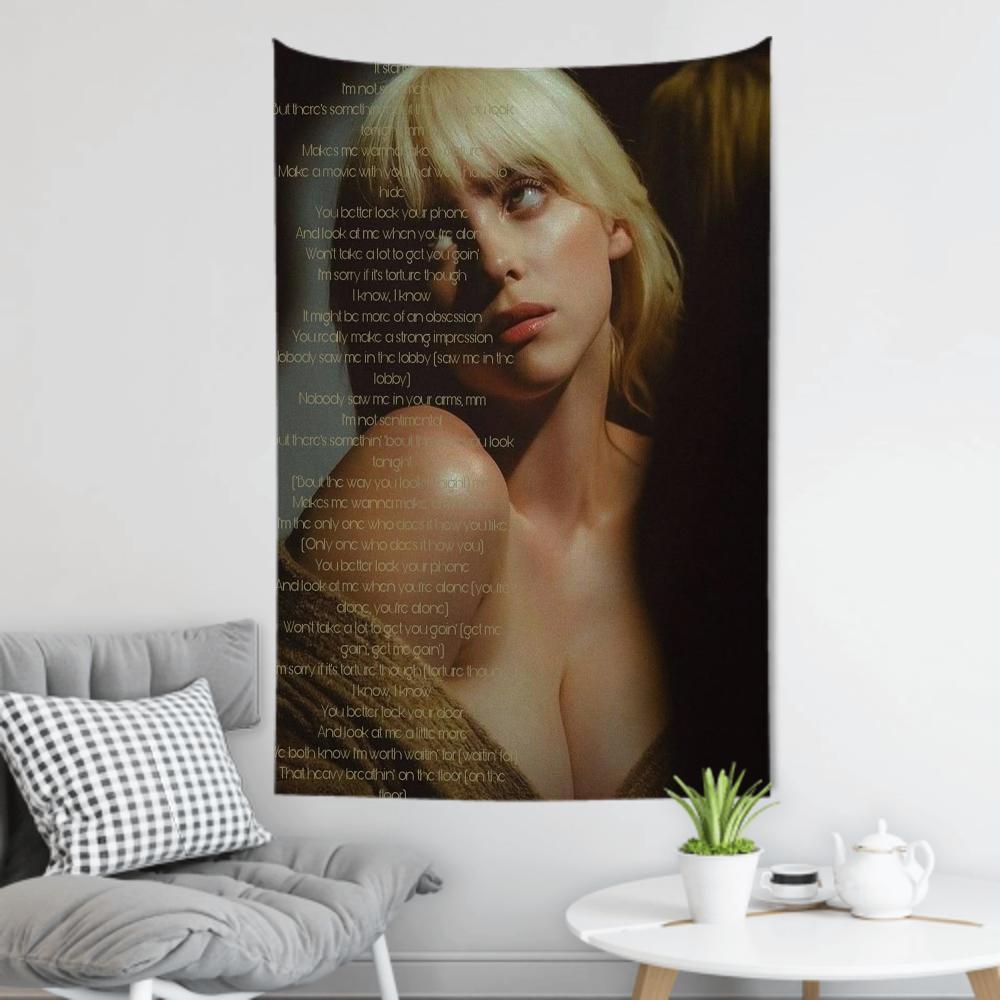 Hot Singer BBillie Tapestry Room Decor Wall Cloth Party Hanging Background Room Decor Baby Room