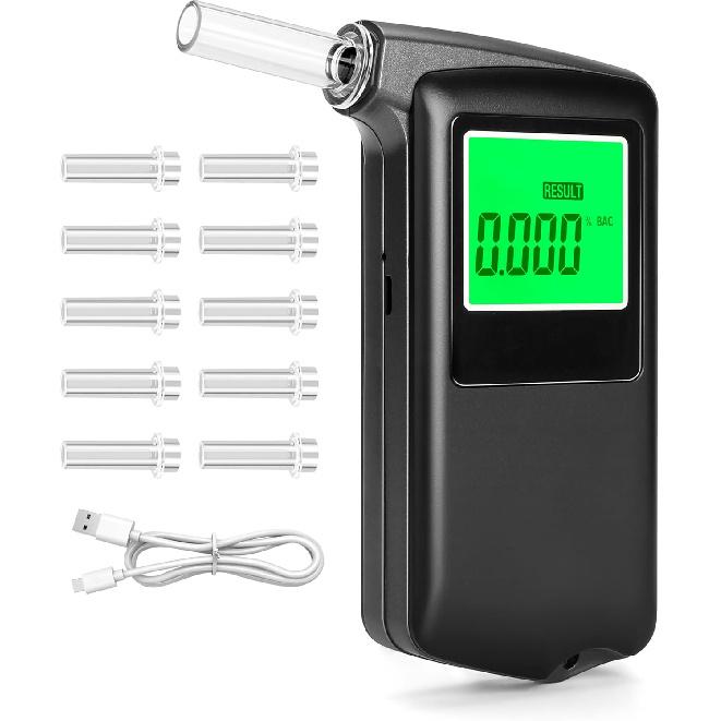 Breathalyzer, Professional-Grade High Accuracy Portable USB Rechargeable Alcohol Tester Breathalyzer with LCD Digital Display for Home Use(10