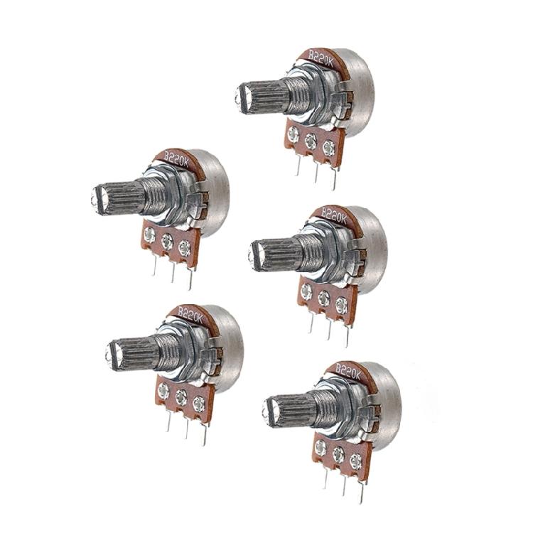 

5Pieces 3 Pin Terminal Linear Potentiometer B220K Split Shaft Metal Texture for Guitar Bass Amplifier Circuit Repair 1