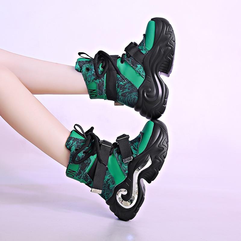 Fashion Winter Chunky Boots For Women Thick Plush Warm Snow Ankle Boots 8CM Wedges Leather High Platform Sneakers Woman Motorcycle Shoes