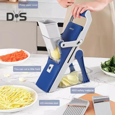 Adjustable Vegetable Cutter Slicer Stainless Steel Blade Anti-Slip Gasket Multi-Function Kitchen Chopper Detachable Design Home Restaurant Bakery