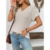 Summer New Women's V-neck Short-sleeved Loose Striped Casual Pullover T-shirt