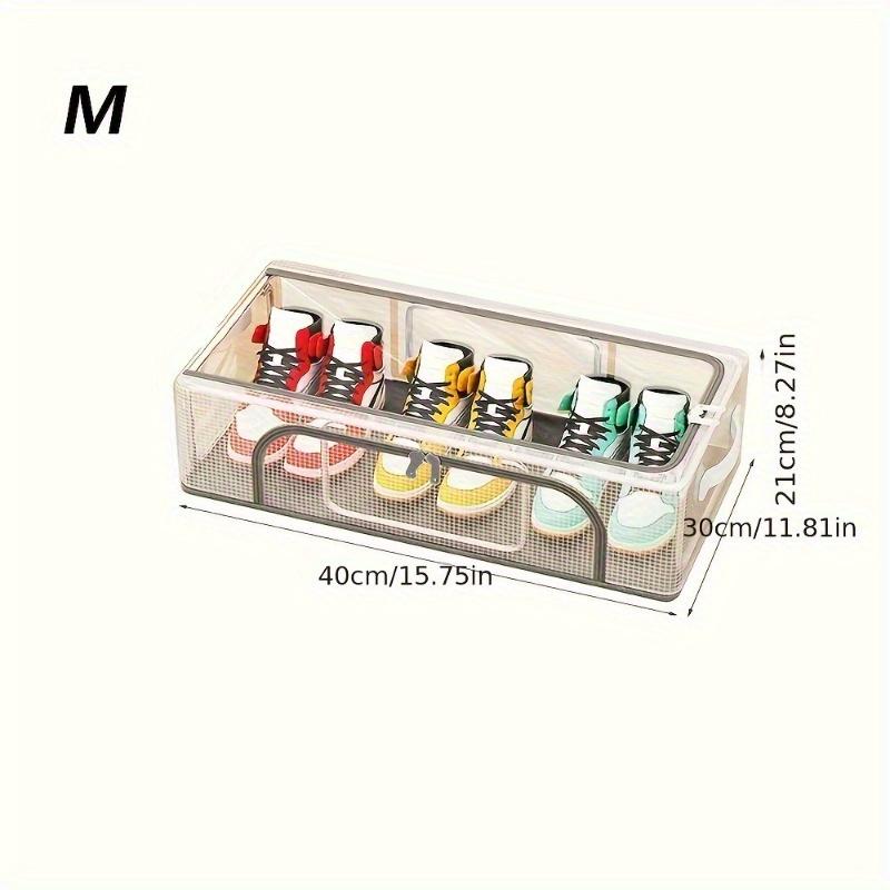 Contemporary Rectangle Shoe Organizer Box, Non-Waterproof, Multipurpose Storage with Steel Frame Support