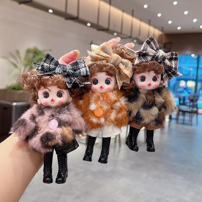Moda Leopardato Loli Bambola Mini Carina Ragazza Principessa Bambola Giocattolo Portachiavi Squisito Zaino BJD 1/12 Decorazione Ciondolo Regalo di Compleanno