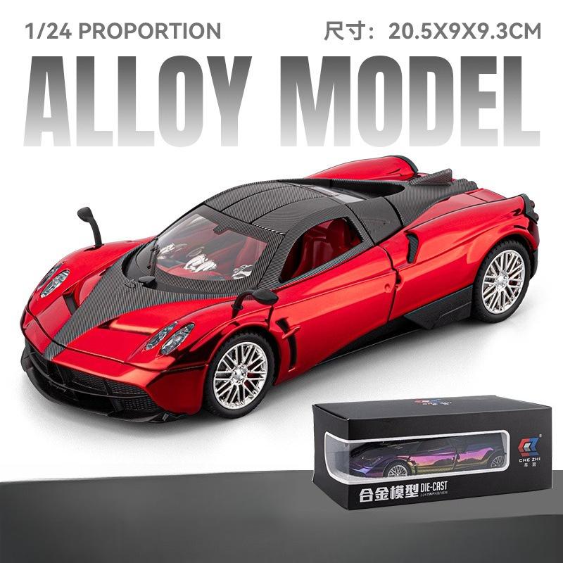1/24 Alloy Car Model Electroplated Version Pink Purple Pullback Sound and Light Toy Sports Car Simulation Car