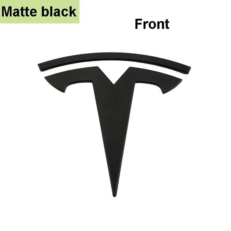Bilklistremerke Tesla Metall Dekkbart Frontlogo Embleme Klistremerke for Tesla Modell 3 Modell Y Bakre Bagasjeromsskilt Karbonfiber Dekal Eksteriør
