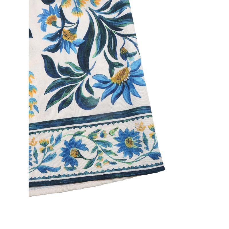 Women's Fashion Summer Spring Flower Pattern Print Sleeveless V-Neck High Waist Casual Dresses