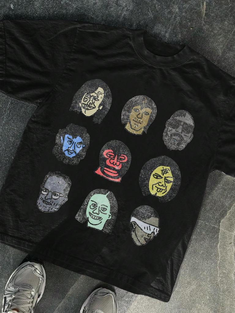 Retro Portrait Streetwear Hip Hop Harajuku Y2k T Shirt Men Graphic Print Oversized Cotton Gothic Gothic Short Sleeve Tops Tees