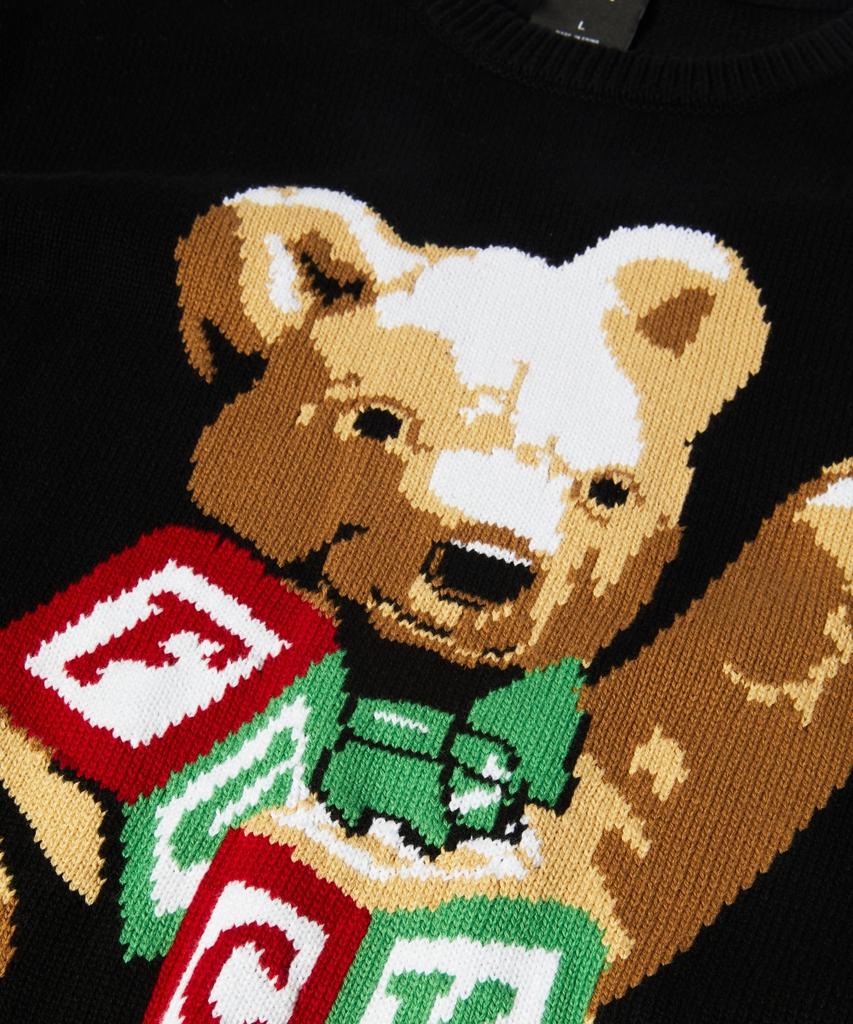 Heopeu Gift Bear Intarsia Sweater [Black]